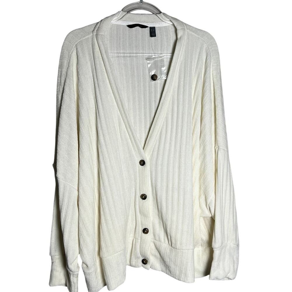 Any Body Long Sleeve Button Front Cardigan Sweater Women's Plus Size 3X Cream